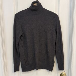 Soft Grey Marino Wool Turtle Neck Sweater